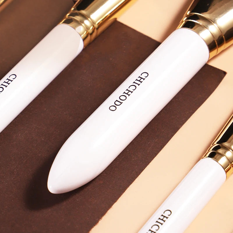 CHICHODO Makeup Brush-Luxurious Golden Autumn 10PCS Brushes Set-High Level Fox&Goat&Synthetic Hair Professional Makeup Tools - Kellylooks Shop