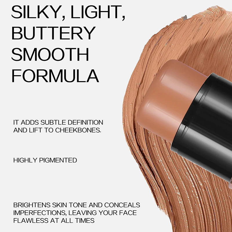 Cream Contour Stick With Brush Head Nose Shadow Cheek Silhouette Highlight Face Shaping Matte Waterproof Concealer Korean Makeup - kellylooksshop