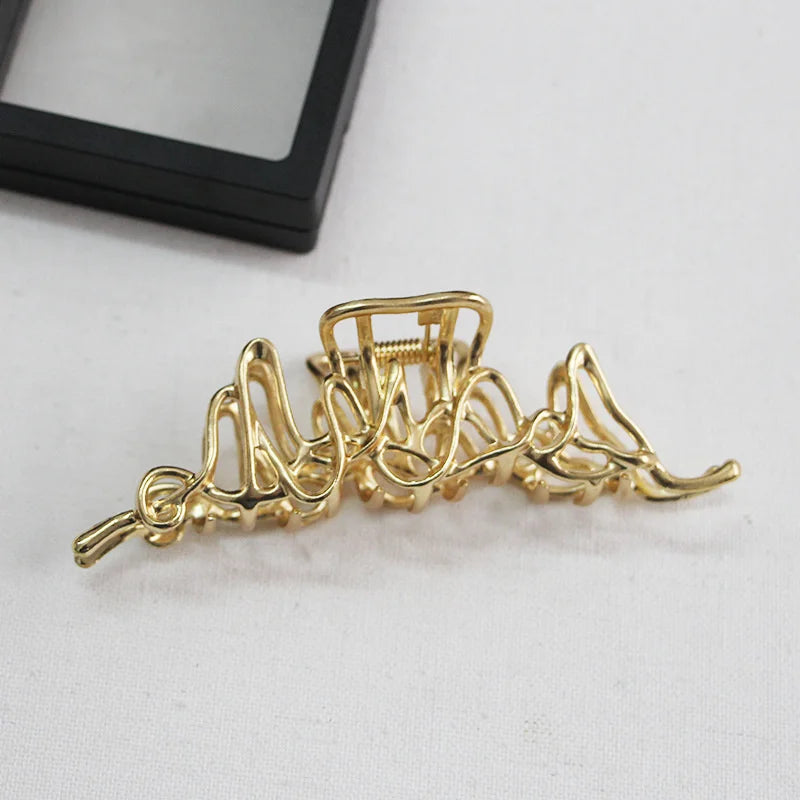 Fashion Elegant Gold Color S-shaped Metal Hairpins Hair Claw For Women Girls Korean Hair Clips Ponytail Clip Hair Accessories - Kellylooks Shop