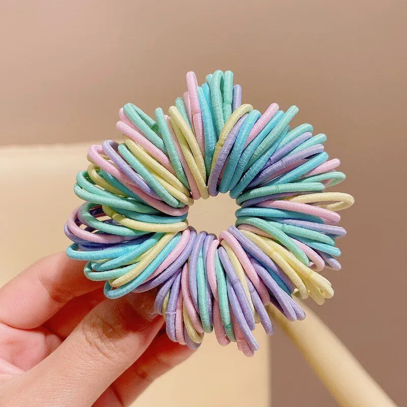 250/300Pcs Girls Colorful Hair Bands Set Nylon Elastic Rubber Band Children Ponytail Holder Scrunchies Kids Hair Accessories - kellylooksshop
