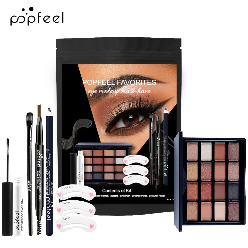 POPFEEL Eye Makeup Kit Makeup Set, Mini Makeup Kit, Eey Shadow Palette Eyebrow Mascara Eyeliner - kellylooksshop