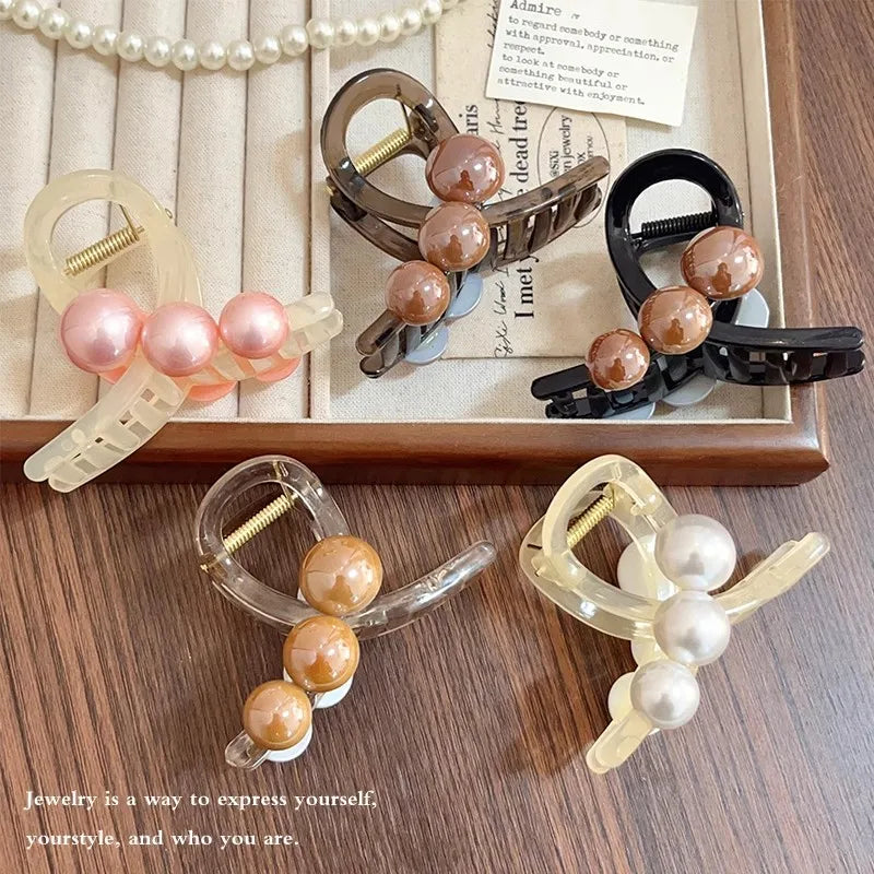 Elegant Pearls 3.15in Cross Hair Claw For Women Girls Sweet Hair Ornament Claw Clip Hair Clip Hairpin Fashion Hair Accessories - Kellylooks Shop