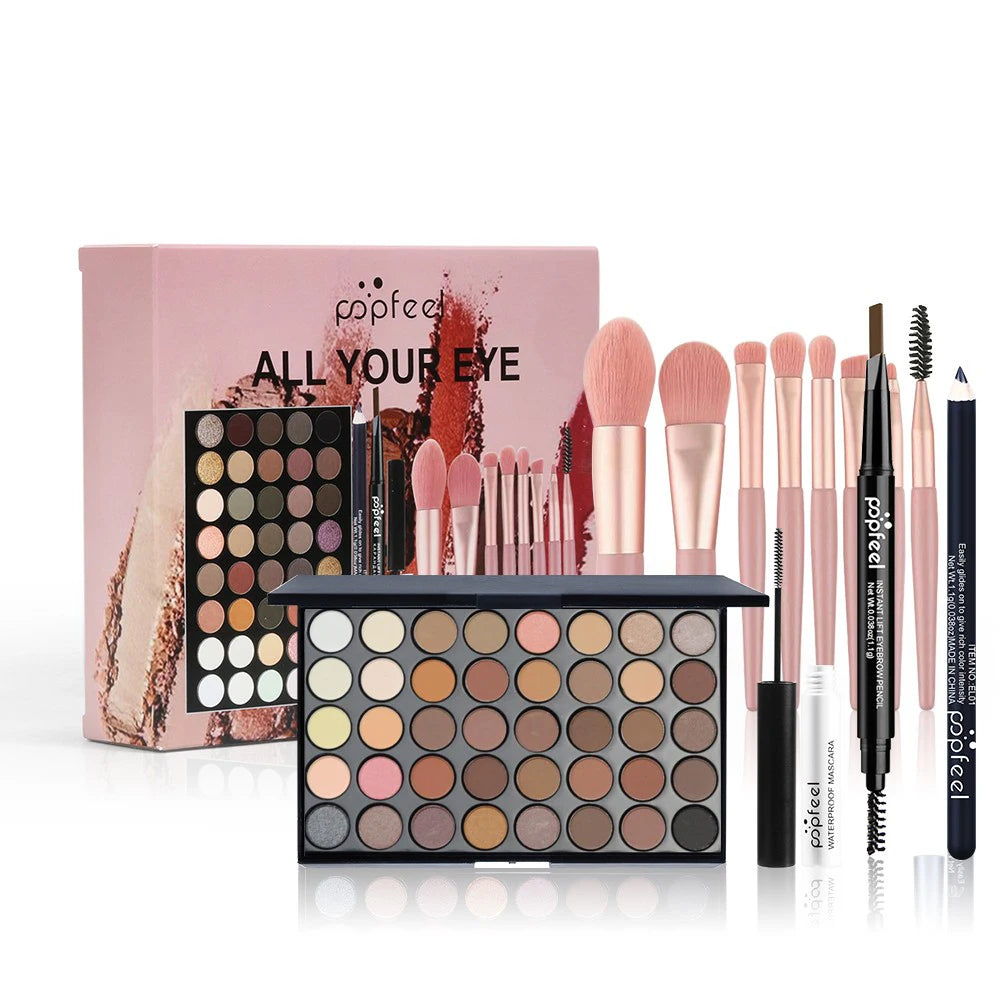 POPFEEL Eye Makeup Set 40 Color Eyeshadow Palette Eyebrow Pencil Eyeliner Pen Mascara With A Set Of Makeup Brushes Eye Cosmetics - kellylooksshop