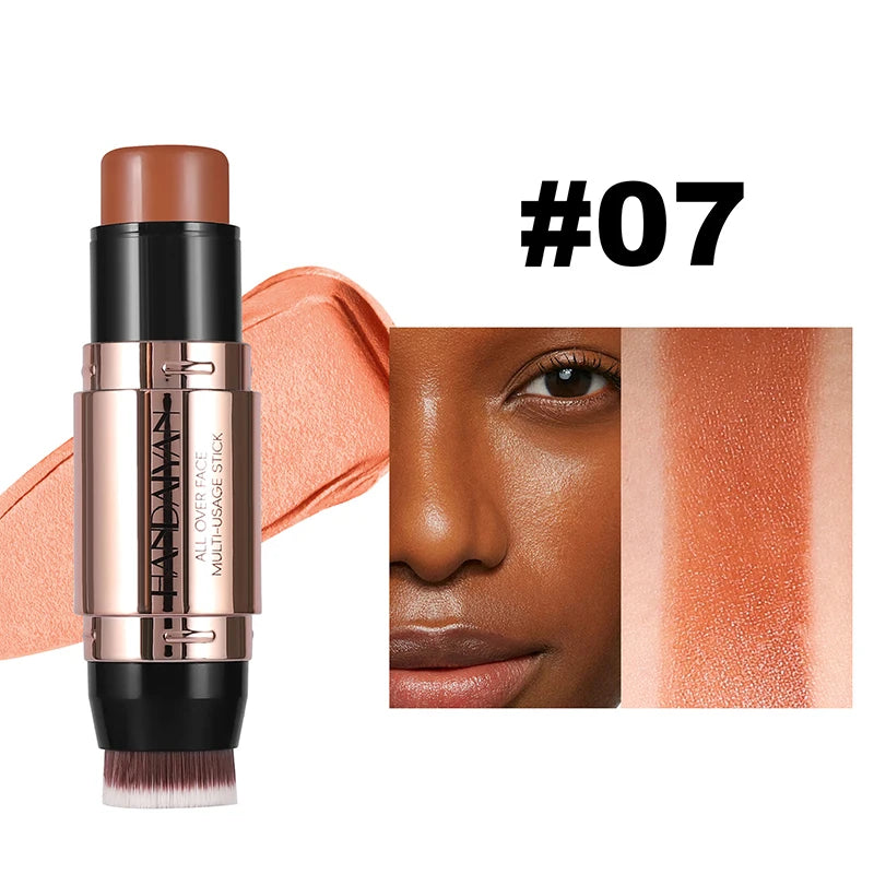 Cream Contour Stick With Brush Head Nose Shadow Cheek Silhouette Highlight Face Shaping Matte Waterproof Concealer Korean Makeup - kellylooksshop