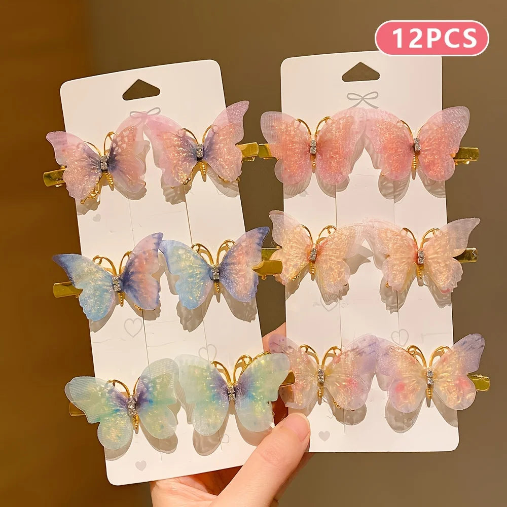 6/12/24/36 pieces of sweet girl butterfly hairpins that do not hurt hair, super nice and cute hairpins - kellylooksshop