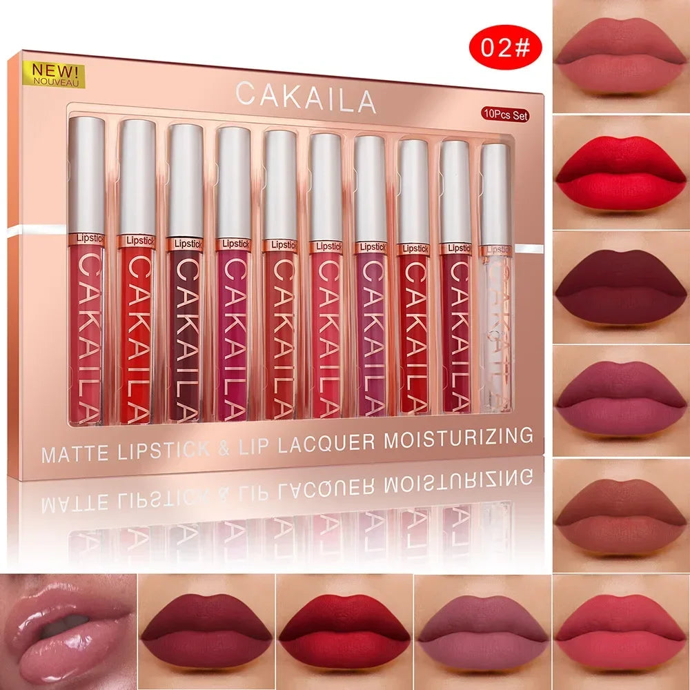 10/6 PCS Lipstick Set Matte Nude Liquid Lip Stain Makeup for women Non stick Cup Lip Gloss Waterproof Long lasting Cosmetics - kellylooksshop
