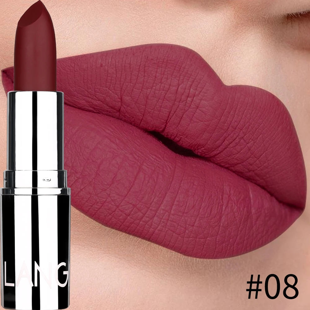 Langmani Silver Tube Matte Lipstick Non Staying Cup Makeup Lipstick 8 colors available - kellylooksshop
