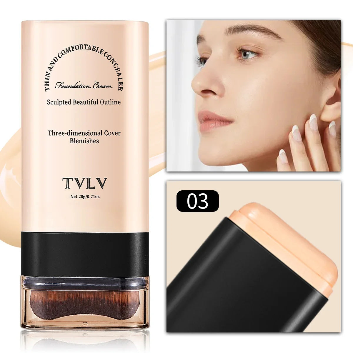 TVLV eraser foundation make-up stick 20g,with brush to brighten skin liquid foundation,non-marking,long-lasting makeup concealer - kellylooksshop