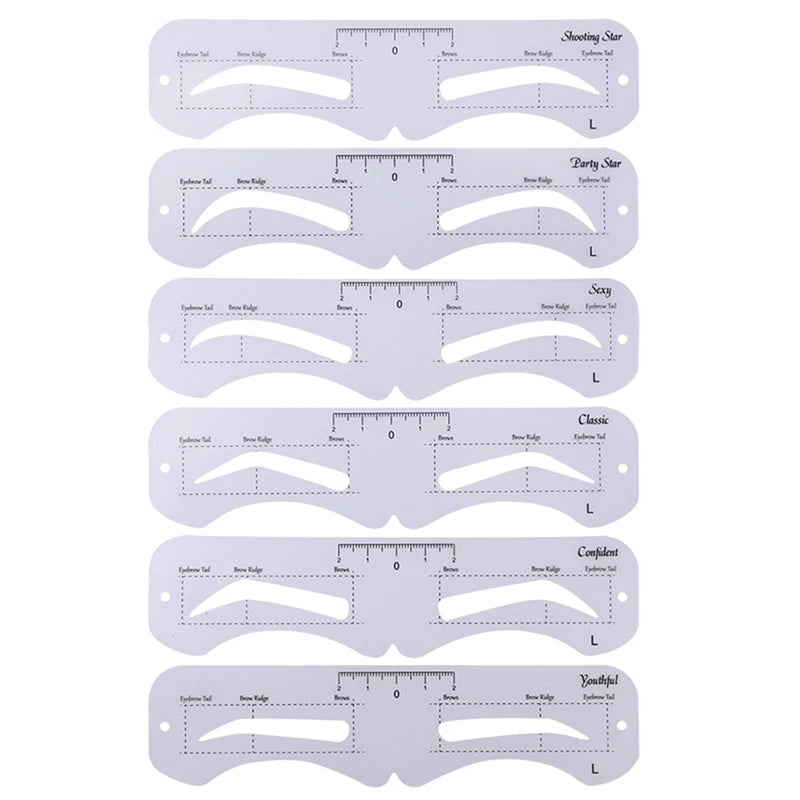 The New Fixed PVC Eyebrow Shaper Template Can Be Reused With High-quality Stickers For Elegant Eyebrow Makeup Tools 6PCS - Kellylooks Shop
