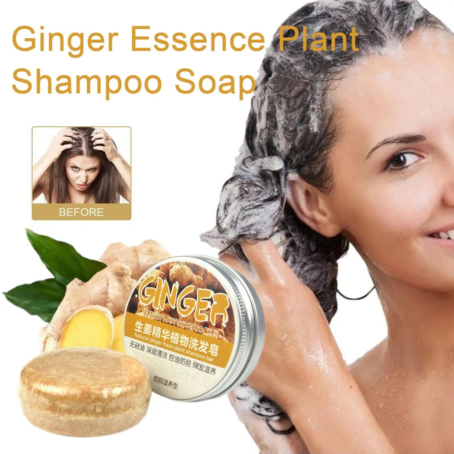 Ginger Polygonum Soap Shampoo Soap Cold Processed Soap Hair Shampoo Bar Pure Plant Hair Shampoos Hair Care - Kellylooks Shop