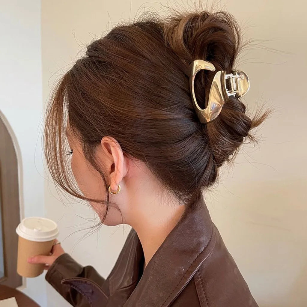 Fashion Elegant Gold Color S-shaped Metal Hairpins Hair Claw For Women Girls Korean Hair Clips Ponytail Clip Hair Accessories - Kellylooks Shop