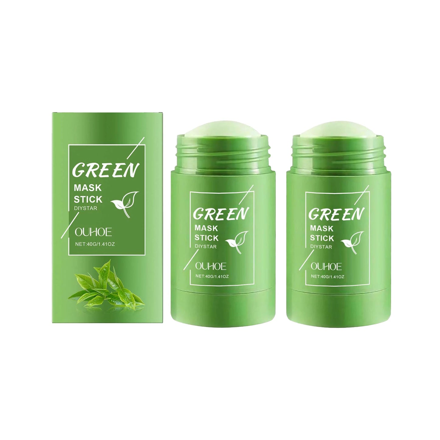 Ouhoe 40g Face Clean Mask Green Tea Cleansing Stick Mask Shrink pores Deep Blackhead Remover facial Cleansing Moisturizing Mask