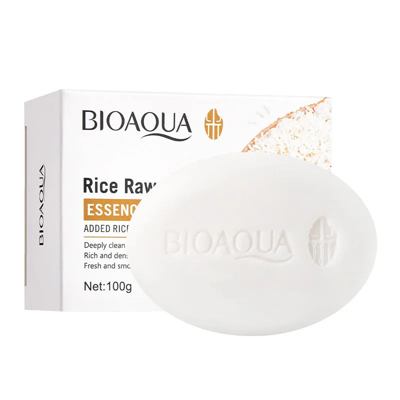 BIOAQUA White Rice Raw Pulp Facial Soap Face Wash Foam Facial Cleanser Moisturizing Oil Control Body Bathing Handmade Soap - Kellylooks Shop