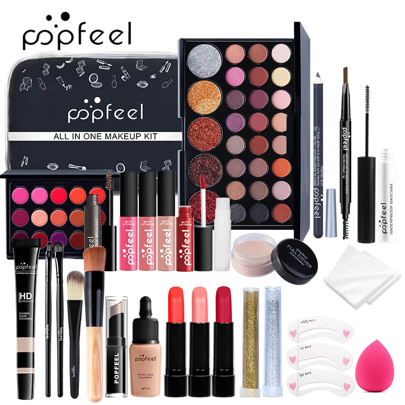 POPFEEL All In One Makeup Kit for Women Full Kit Set, All in One Makeup Sets Include Eyebrow Eyeliner Eyeshadow - kellylooksshop