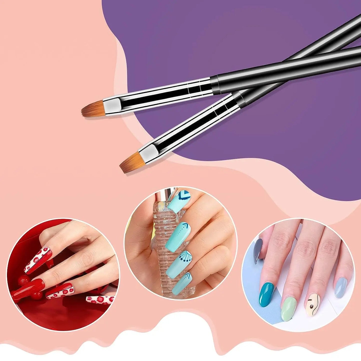 6/31Pcs Nail Art Brush Design Tip Painting Drawing Carving Dotting Pen FlatFan Liner Acrylic Gel UV Polish Manicure Tools - kellylooksshop