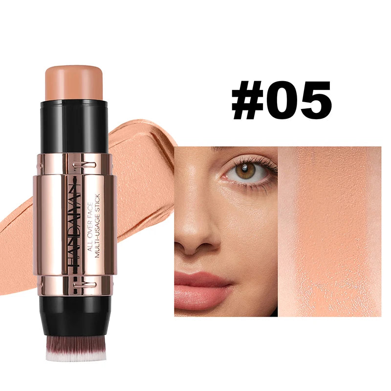Cream Contour Stick With Brush Head Nose Shadow Cheek Silhouette Highlight Face Shaping Matte Waterproof Concealer Korean Makeup - kellylooksshop
