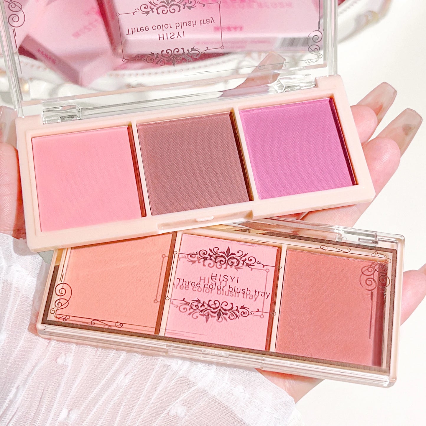 HISYI three-color blush natural color rendering delicate non-flying powder matte rouge holding makeup clear vitality girl blush - kellylooksshop