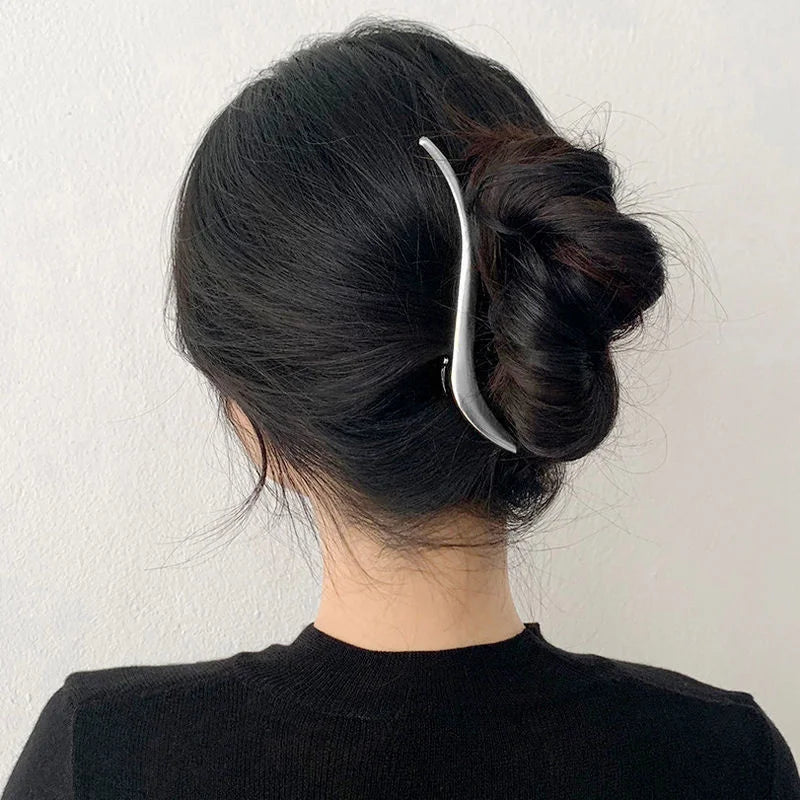 Fashion Elegant Gold Color S-shaped Metal Hairpins Hair Claw For Women Girls Korean Hair Clips Ponytail Clip Hair Accessories - Kellylooks Shop