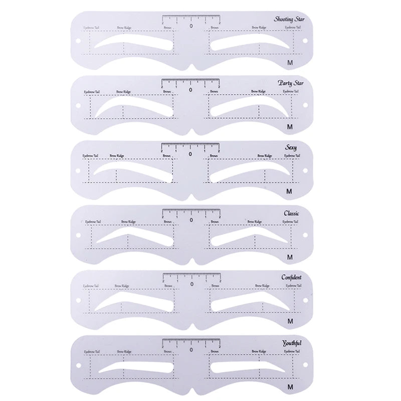The New Fixed PVC Eyebrow Shaper Template Can Be Reused With High-quality Stickers For Elegant Eyebrow Makeup Tools 6PCS - Kellylooks Shop