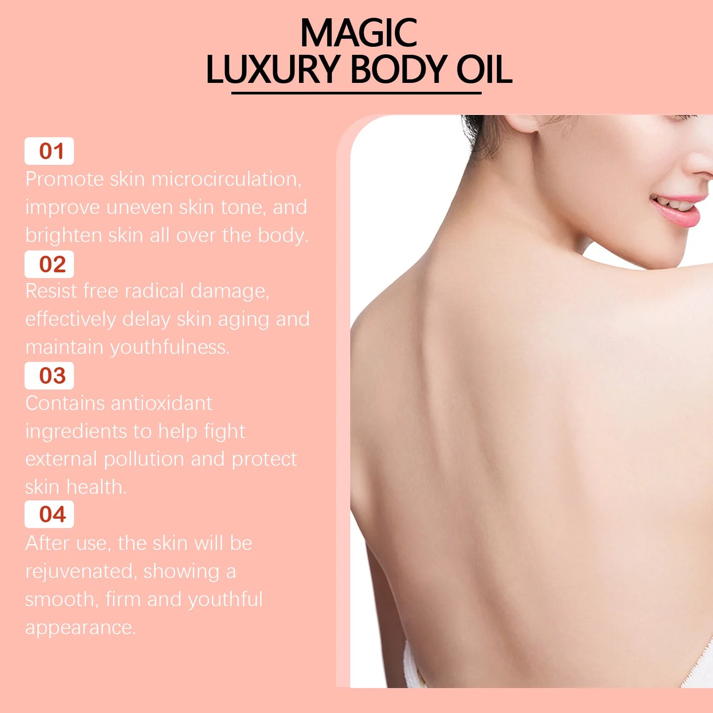 West Month Magic Luxury Body Oil Moisturizing Skin Tightening Lifting Firm Chest Thigh Lift Smooth Rejuvenation Body Massage Oil