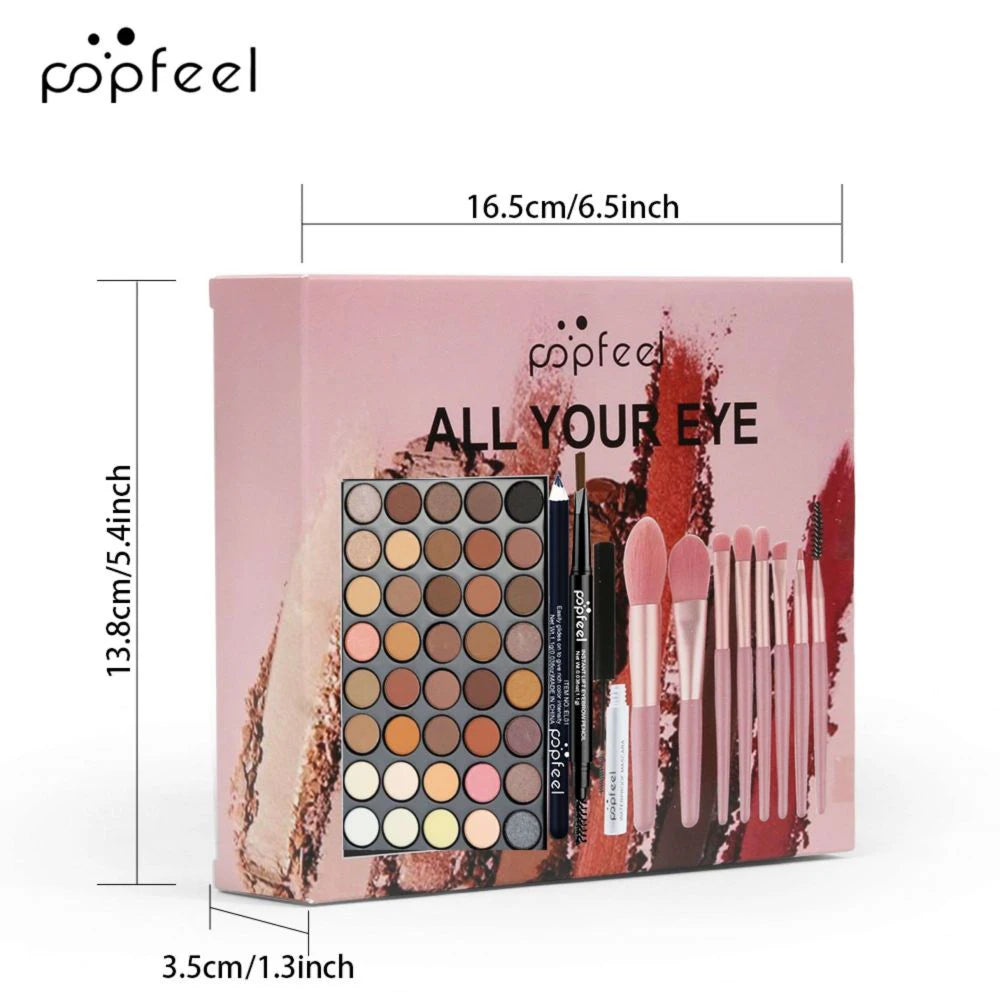 POPFEEL Eye Makeup Set 40 Color Eyeshadow Palette Eyebrow Pencil Eyeliner Pen Mascara With A Set Of Makeup Brushes Eye Cosmetics - kellylooksshop