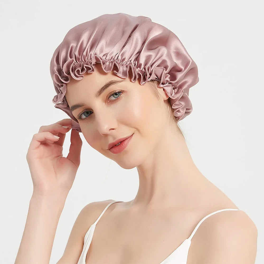 100% Pure Mulberry Silk Night Sleeping Cap Bonnet Hats for Women Hair Wrap Adjustable With Elastics Band Headwrap 16 Momme - Kellylooks Shop
