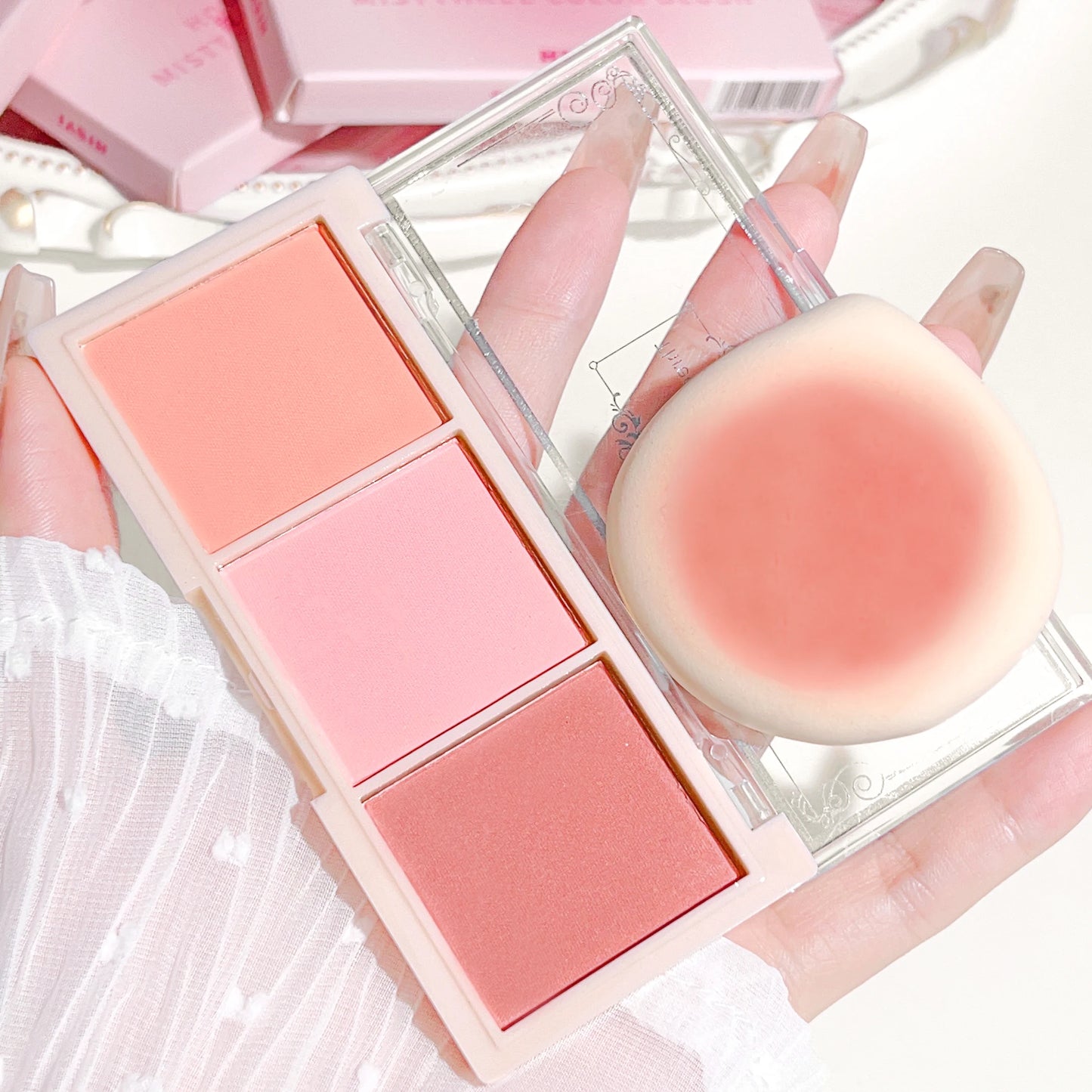 HISYI three-color blush natural color rendering delicate non-flying powder matte rouge holding makeup clear vitality girl blush - kellylooksshop