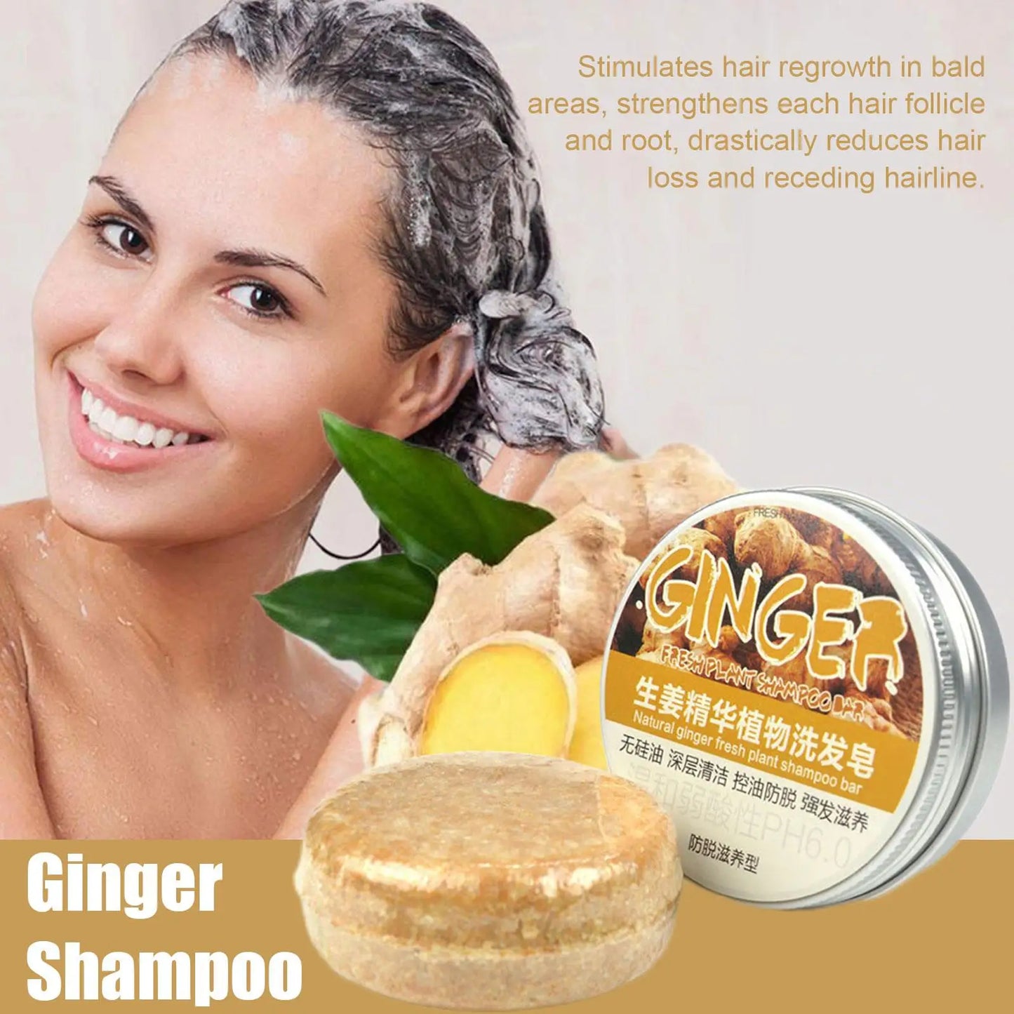 Ginger Polygonum Soap Shampoo Soap Cold Processed Soap Hair Shampoo Bar Pure Plant Hair Shampoos Hair Care - Kellylooks Shop