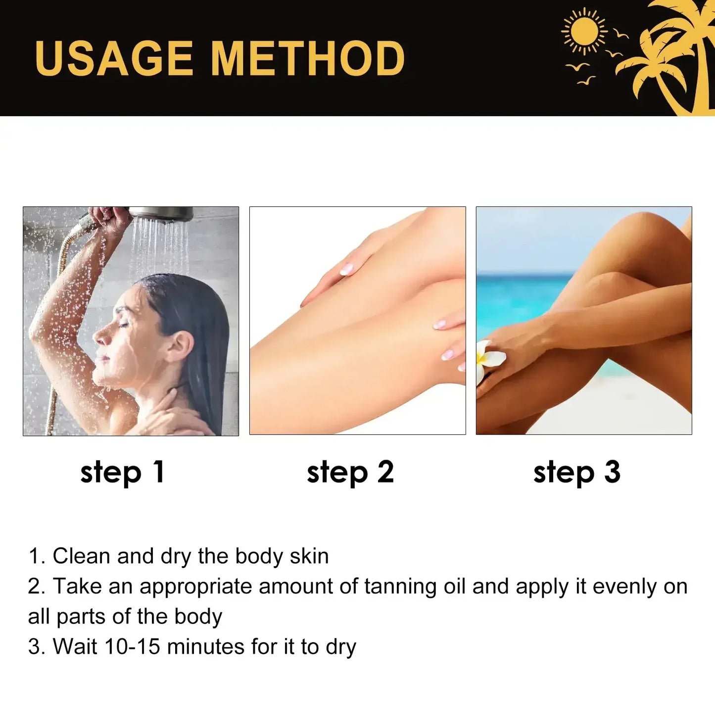 Brown Tanning Oil Sunless Self Tanning Body Bronzer Nourishing Summer Beach Solarium Powerful Natural Tanning Boosting Oil