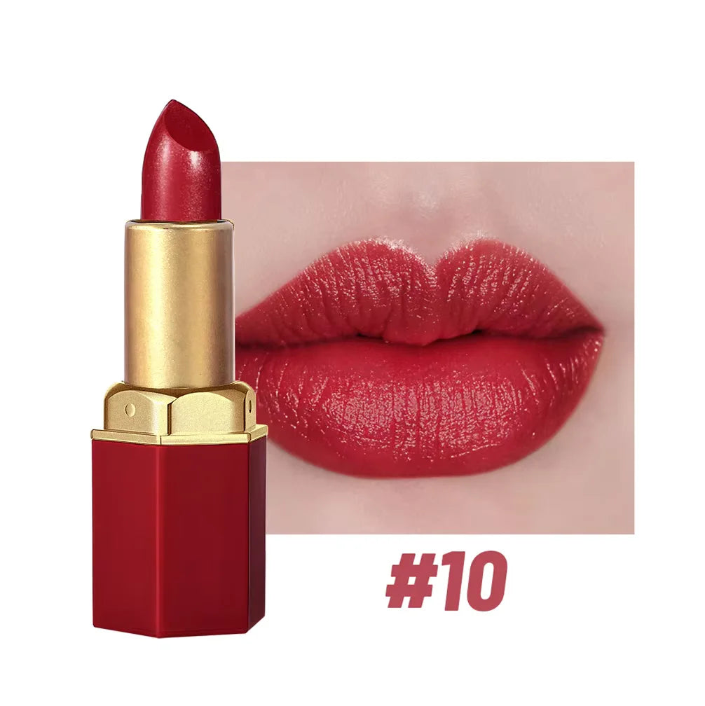 6 Colors Gold Bar Tube Lipstick Matte Texture Pearlescent Glitter Velvet Lipstick Valentine's Day Gift 1PCS - kellylooksshop