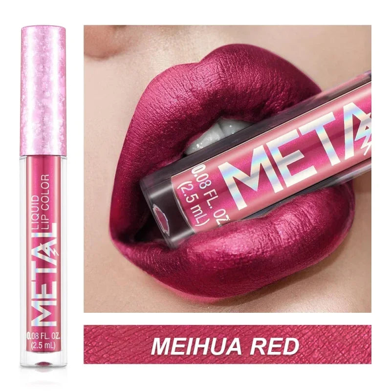 Matte Glitter Liquid Lip Gloss Makeup Waterproof Non-stick Cup Metal Lipstick Set Lasting Shiny Lip Color Tone Charming Lipstick - kellylooksshop