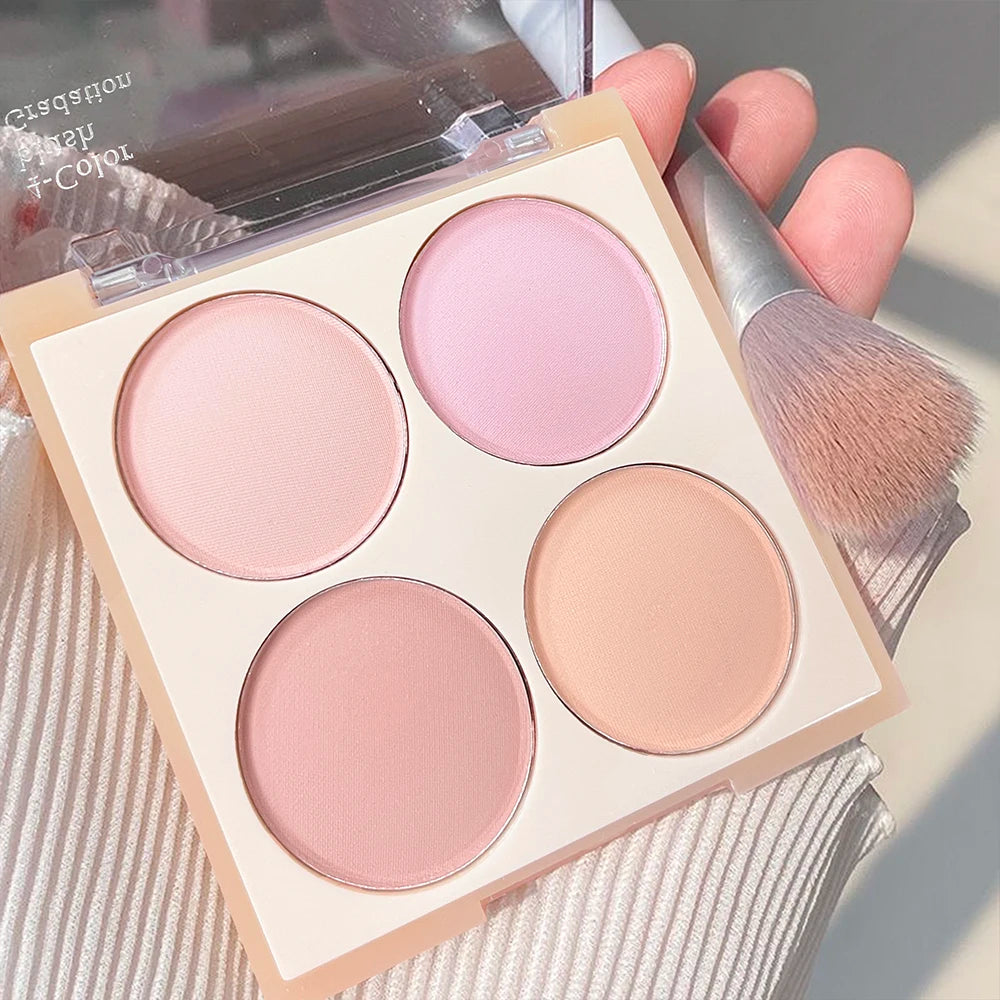 Vibrant Girl Ice Cream Four-Color Blush; Brightening, Natural Bare Makeup Effect, Pigmented, Matte, Fine Texture - kellylooksshop