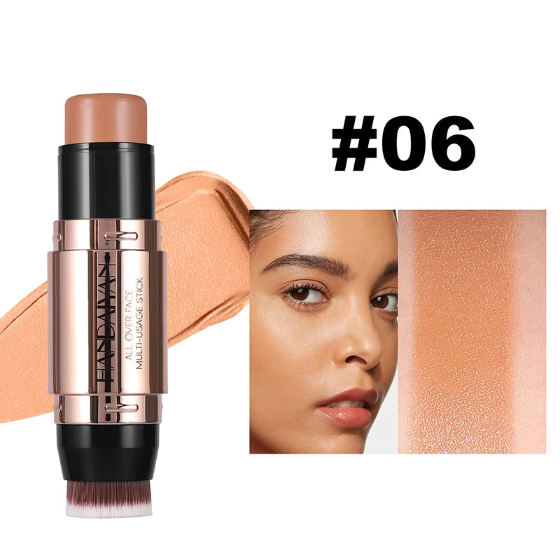 Cream Contour Stick With Brush Head Nose Shadow Cheek Silhouette Highlight Face Shaping Matte Waterproof Concealer Korean Makeup - kellylooksshop