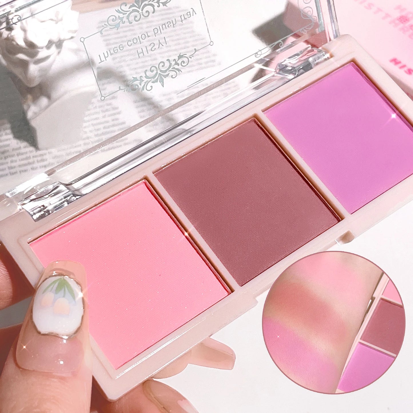 HISYI three-color blush natural color rendering delicate non-flying powder matte rouge holding makeup clear vitality girl blush - kellylooksshop