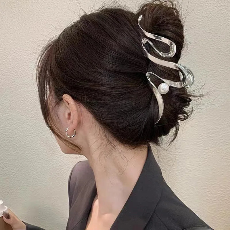 Fashion Elegant Gold Color S-shaped Metal Hairpins Hair Claw For Women Girls Korean Hair Clips Ponytail Clip Hair Accessories - Kellylooks Shop