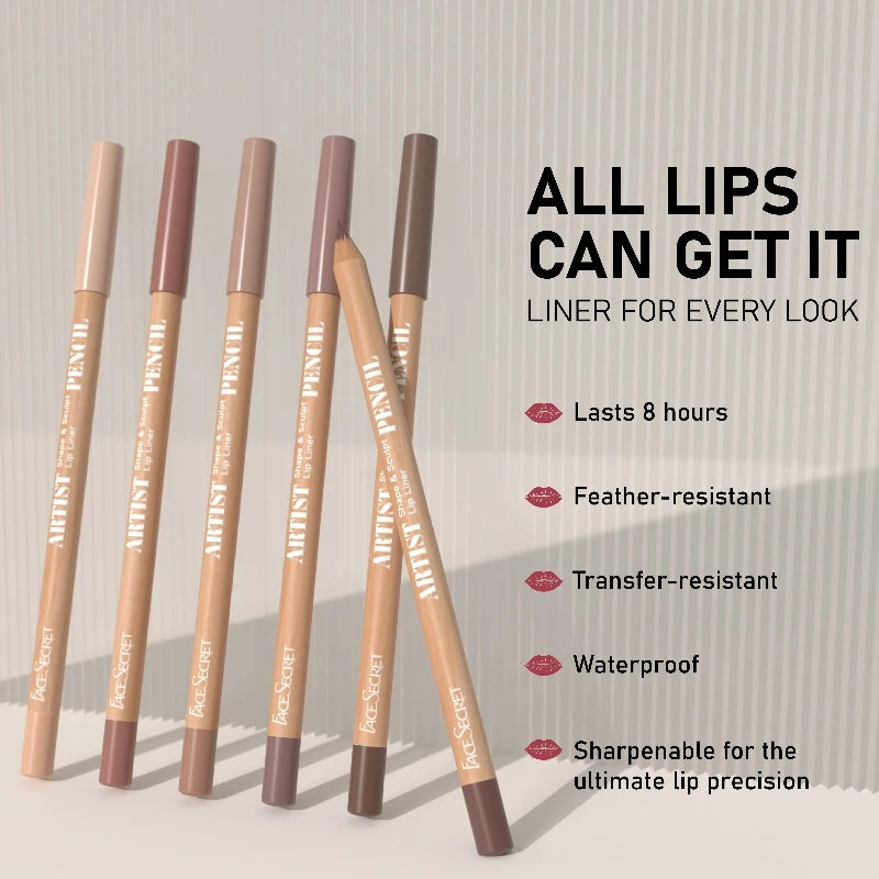 6pcs Face Secret Lip Liner Pencil Set,Ultra-Fine,Smooth Long Lasting Waterproof Matte Velvet,Brown Mixed Color - kellylooksshop