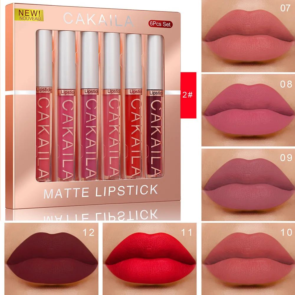10/6 PCS Lipstick Set Matte Nude Liquid Lip Stain Makeup for women Non stick Cup Lip Gloss Waterproof Long lasting Cosmetics - kellylooksshop