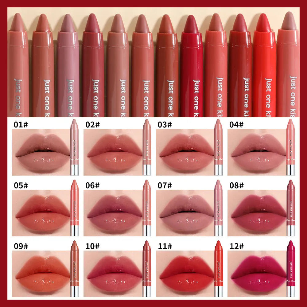 12-Color Jelly Mirror Water Light Solid Lip Gloss Nude Lipstick Pen Waterproof Sexy Red Lip Tint LongLasting Moisturizing Makeup - kellylooksshop
