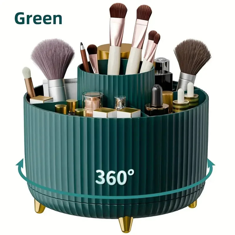360° Rotating 5 Slot Makeup Brushes Holder Organizer Multi-Functional Desk Storage Cosmetics Storage for Vanity Desktop Bathroom - Kellylooks Shop