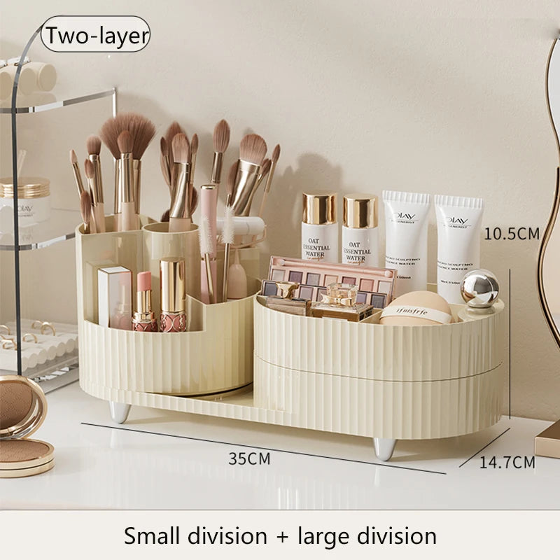 XIAOGUI Makeup Organizer Cosmetic Box Rotating Pen Holder Bathroom Organizer Plastic Organizing Boxes Acrylic Organizer Storage - Kellylooks Shop