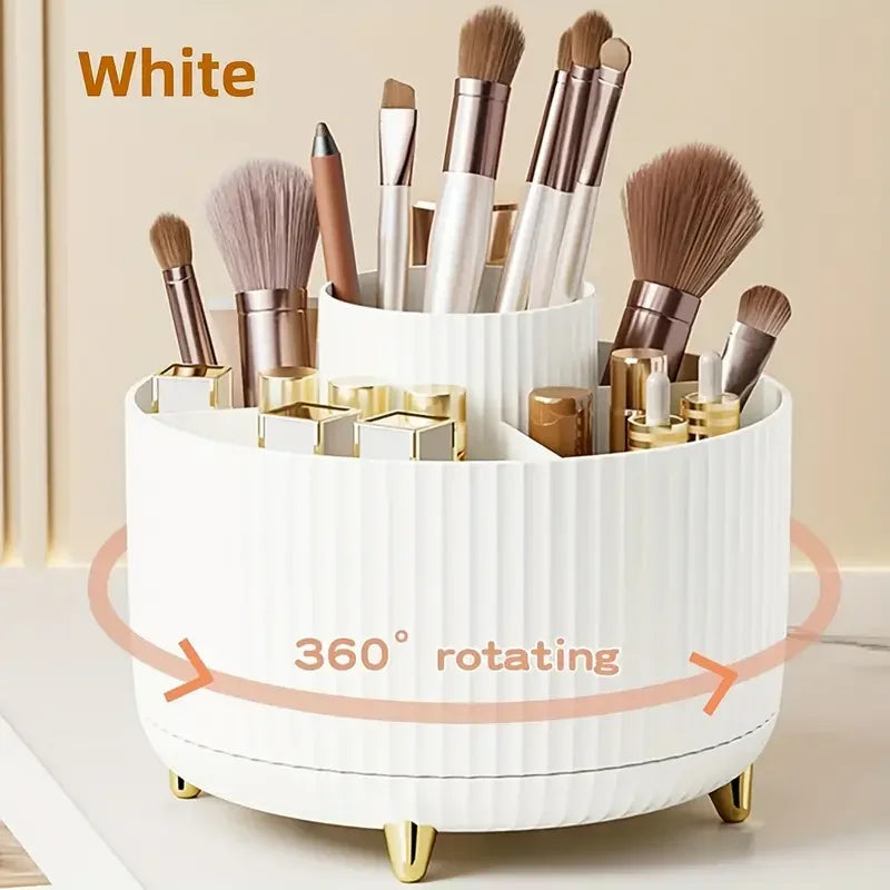 360° Rotating 5 Slot Makeup Brushes Holder Organizer Multi-Functional Desk Storage Cosmetics Storage for Vanity Desktop Bathroom - Kellylooks Shop