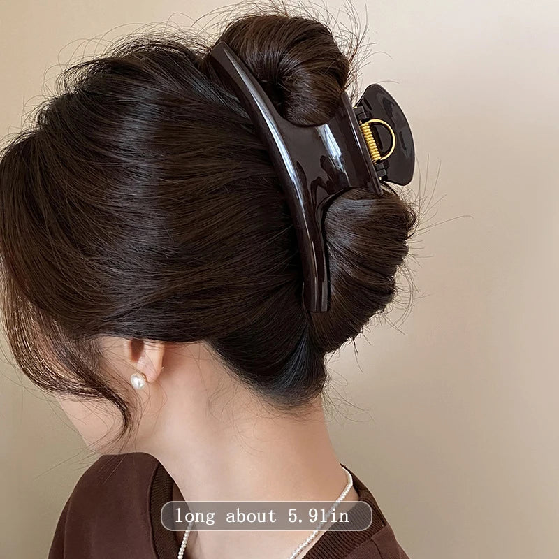 Elegant Solid 5.91in Large Hair Claw For Women Hair Ornament Long Thick Hair Hold Headband Claw Clip Hair Clip Hair Accessories - Kellylooks Shop