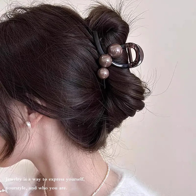 Elegant Pearls 3.15in Cross Hair Claw For Women Girls Sweet Hair Ornament Claw Clip Hair Clip Hairpin Fashion Hair Accessories - Kellylooks Shop