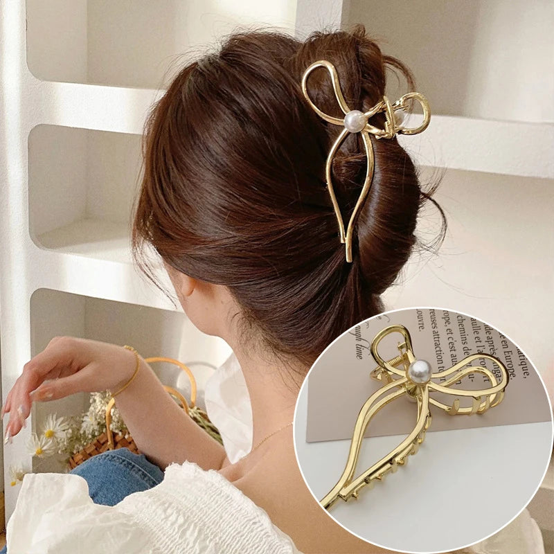 Fashion Elegant Gold Color S-shaped Metal Hairpins Hair Claw For Women Girls Korean Hair Clips Ponytail Clip Hair Accessories - Kellylooks Shop