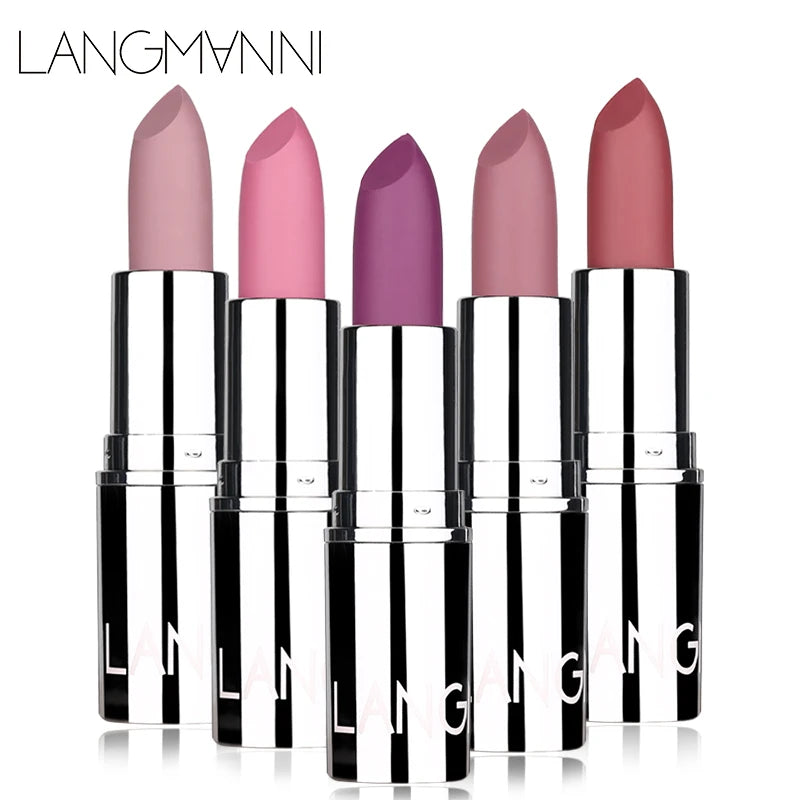 Langmani Silver Tube Matte Lipstick Non Staying Cup Makeup Lipstick 8 colors available - kellylooksshop