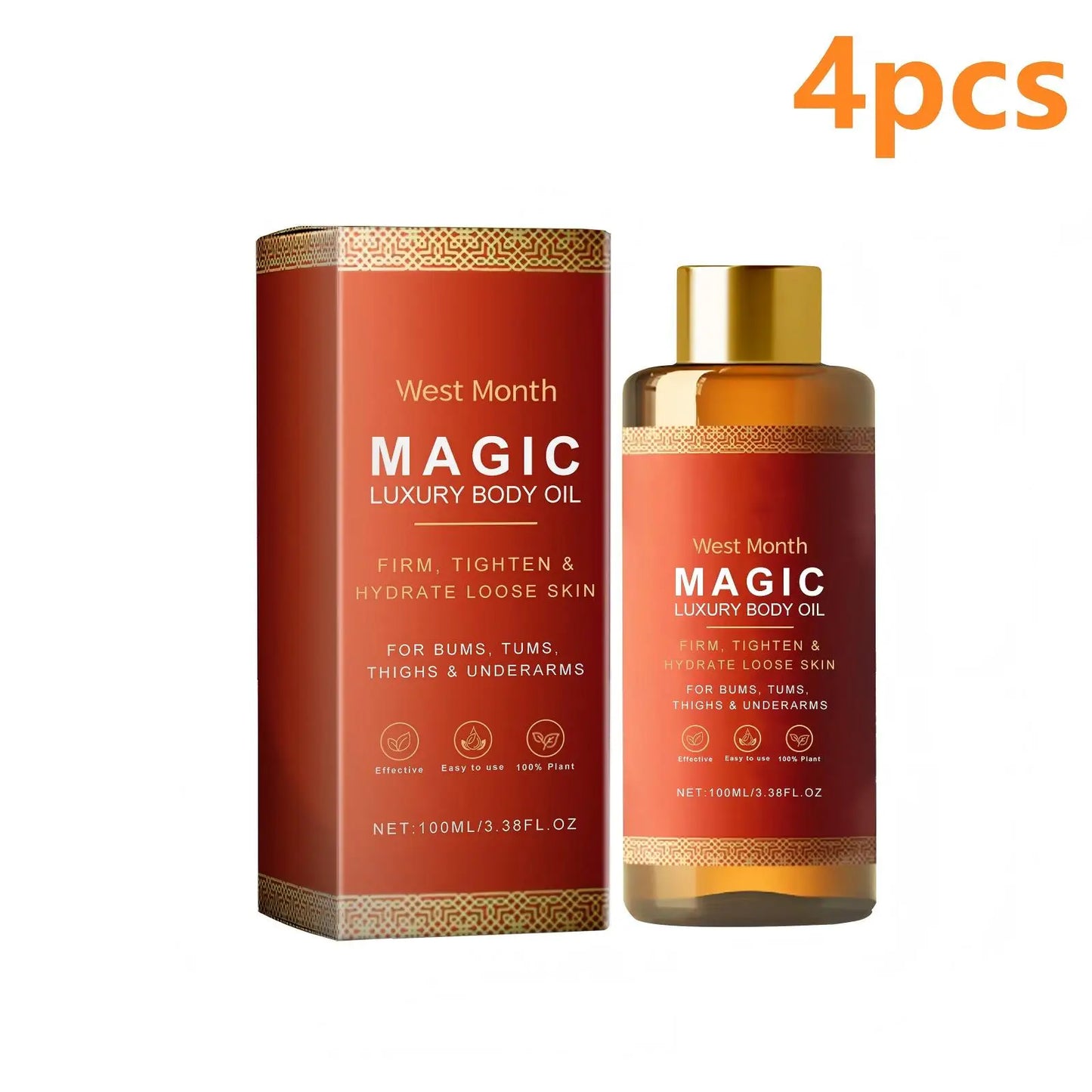 West Month Magic Luxury Body Oil Moisturizing Skin Tightening Lifting Firm Chest Thigh Lift Smooth Rejuvenation Body Massage Oil