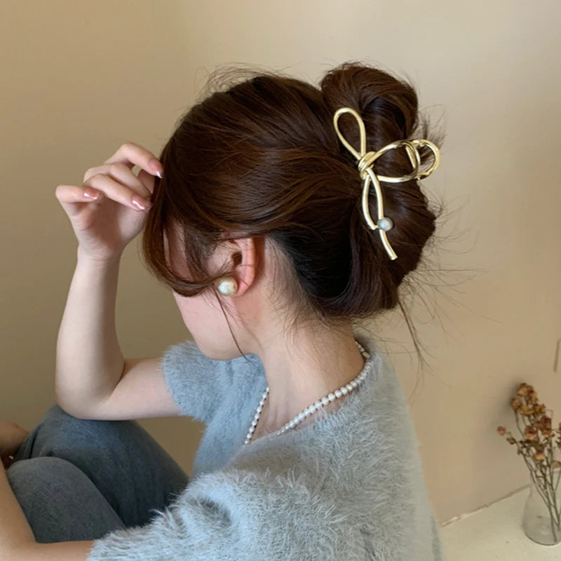 Fashion Elegant Gold Color S-shaped Metal Hairpins Hair Claw For Women Girls Korean Hair Clips Ponytail Clip Hair Accessories - Kellylooks Shop