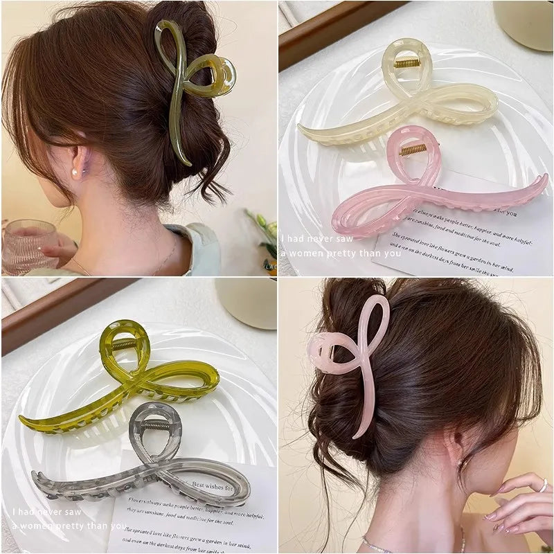 Elegant Jelly Color Bow Hair Claw For Women Girls Sweet Hair Ornament Back Headband Hair Clips Hairpin Fashion Hair Accessories - Kellylooks Shop
