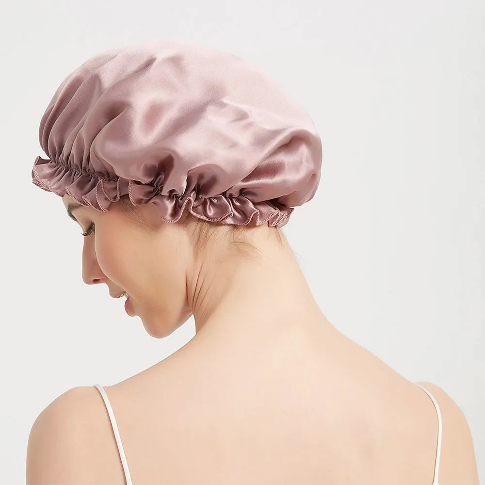100% Pure Mulberry Silk Night Sleeping Cap Bonnet Hats for Women Hair Wrap Adjustable With Elastics Band Headwrap 16 Momme - Kellylooks Shop