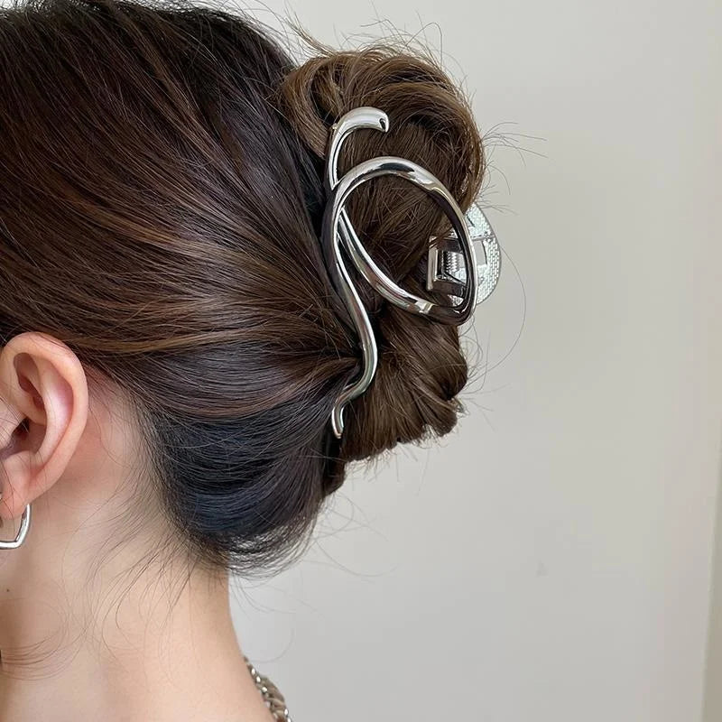 Fashion Elegant Gold Color S-shaped Metal Hairpins Hair Claw For Women Girls Korean Hair Clips Ponytail Clip Hair Accessories - Kellylooks Shop